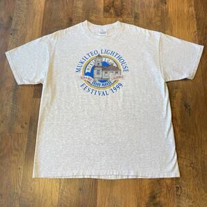 Vintage 1999 Run A Muk Fistival T-Shirt Mukilteo Lighthouse Hanes Comfort T XL